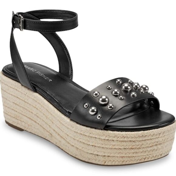 Marc Fisher strappy black platform sandal - Picture 1 of 5
